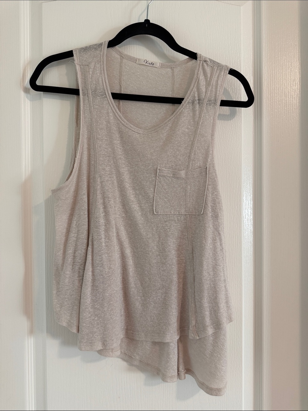 Soft Cream Sleeveless Pocket Tank Top